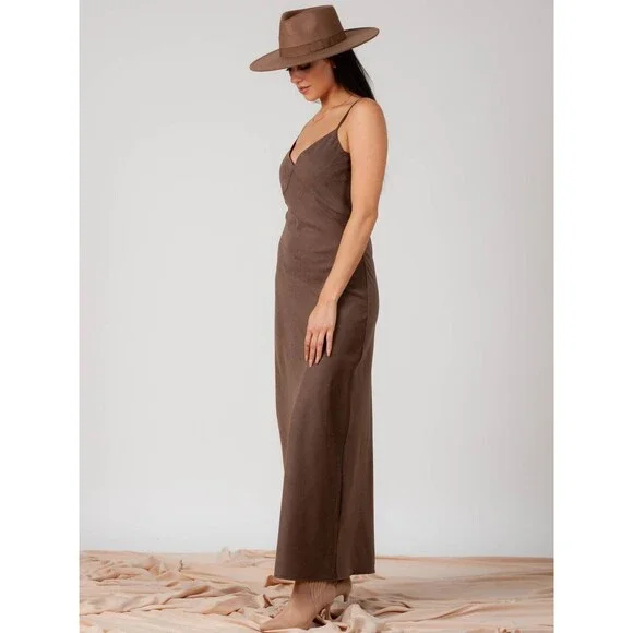 Lucca Couture JENN SEAM DETAILED SLIP DRESS-TAMARIND - Picture 3 of 4